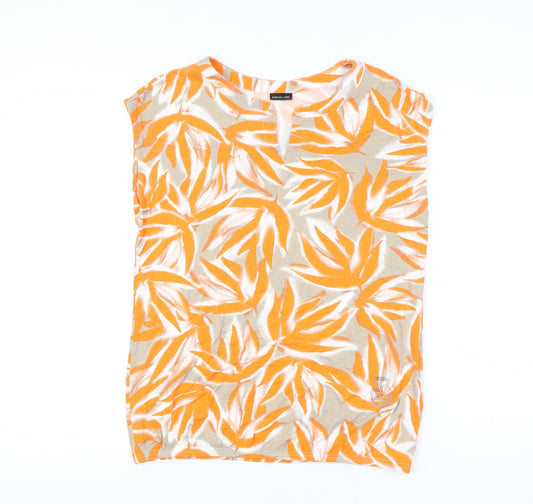 Barbara Lebek Women’s Orange Beige Floral Blouse Size 12