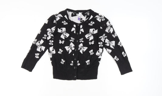 By Henry Holland Womens Black Cotton Cardigan Size 8 Crew Neck