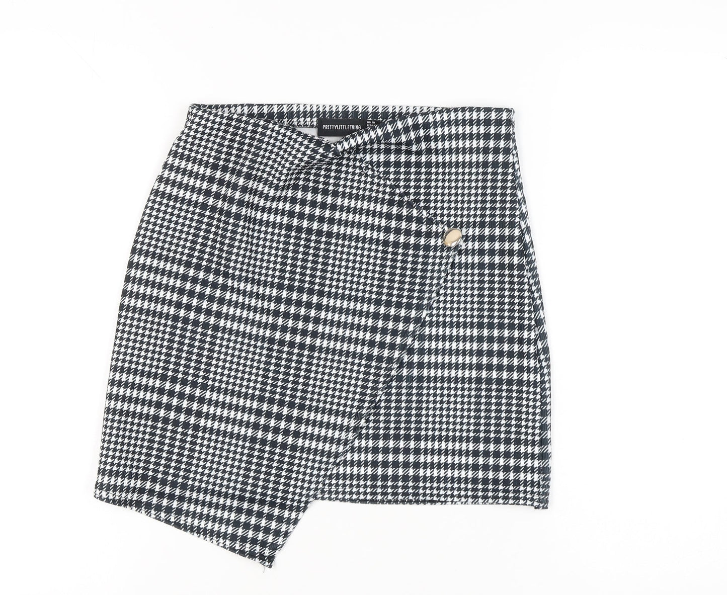PrettyLittleThing Women's Black Check High Rise Mini Skirt UK 10