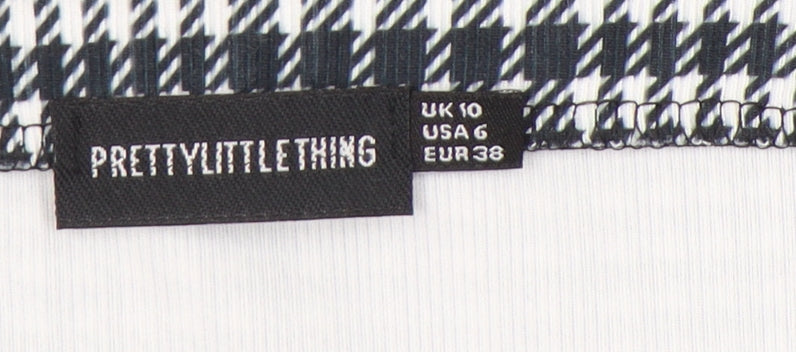 PrettyLittleThing Women's Black Check High Rise Mini Skirt UK 10