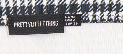 PrettyLittleThing Women's Black Check High Rise Mini Skirt UK 10