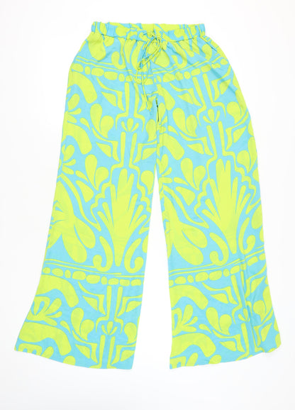 Womens UK Size 10 PRETTYLITTLETHING Relaxed Fit Wide-Leg Multicoloured Trousers