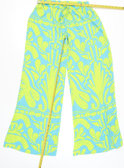 Womens UK Size 10 PRETTYLITTLETHING Relaxed Fit Wide-Leg Multicoloured Trousers