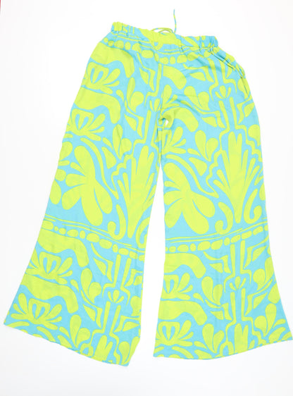 Womens UK Size 10 PRETTYLITTLETHING Relaxed Fit Wide-Leg Multicoloured Trousers