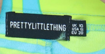 Womens UK Size 10 PRETTYLITTLETHING Relaxed Fit Wide-Leg Multicoloured Trousers