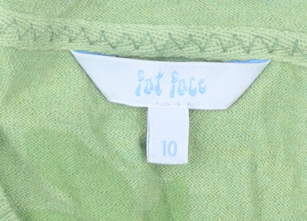 Womens UK Size 10 Fat Face Green Pullover Jumper