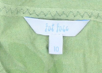 Womens UK Size 10 Fat Face Green Pullover Jumper