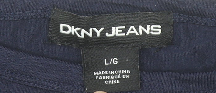 Womens UK Size L DKNY Jeans Blue Basic T-Shirt