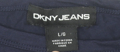 Womens UK Size L DKNY Jeans Blue Basic T-Shirt