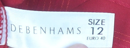 Debenhams Women Red Blouse Size 12 Collared 3/4 Sleeve Workwear