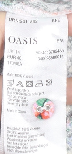 Oasis Women’s Multicoloured Floral Sleeveless Short A-Line Dress UK 14