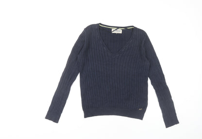 Hampton Republic Women’s Blue XS V-Neck Cable-Knit Jumper