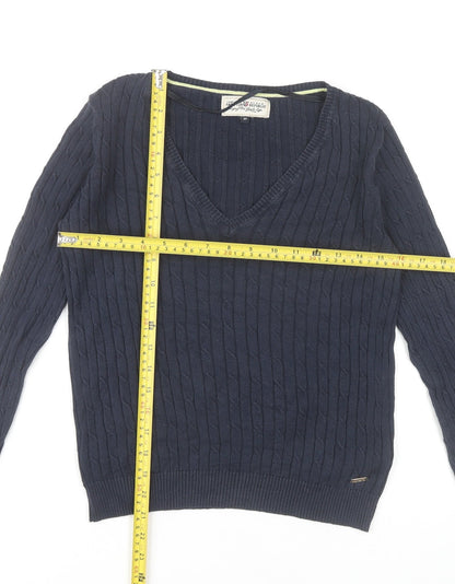 Hampton Republic Women’s Blue XS V-Neck Cable-Knit Jumper