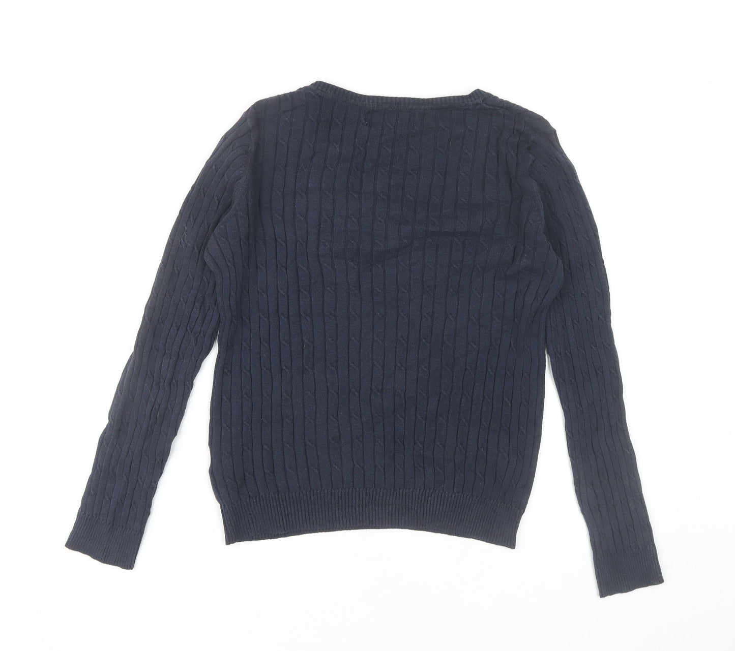 Hampton Republic Women’s Blue XS V-Neck Cable-Knit Jumper