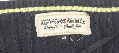 Hampton Republic Women’s Blue XS V-Neck Cable-Knit Jumper
