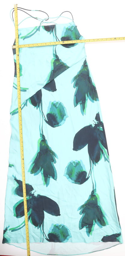 ASOS Women’s Blue Green Floral Slip Maxi Dress Size 14