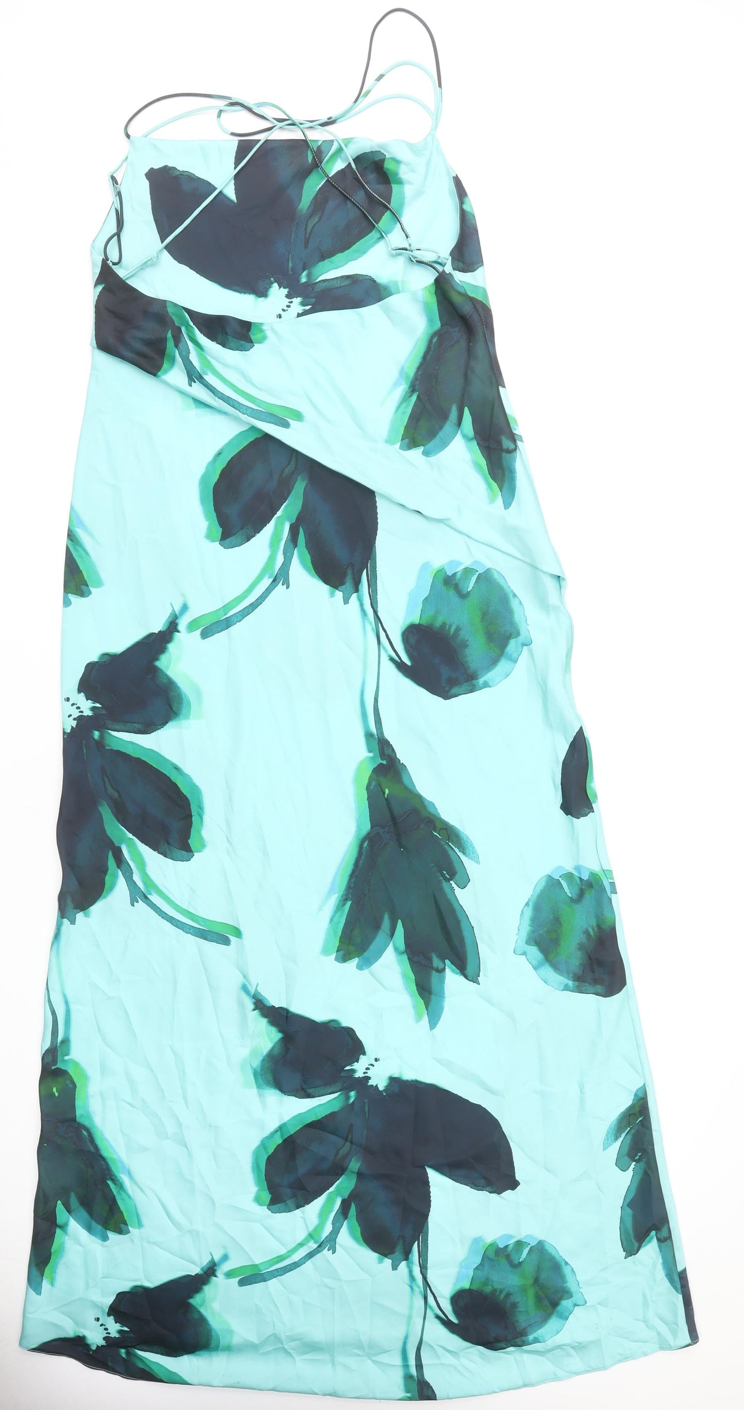 ASOS Women’s Blue Green Floral Slip Maxi Dress Size 14