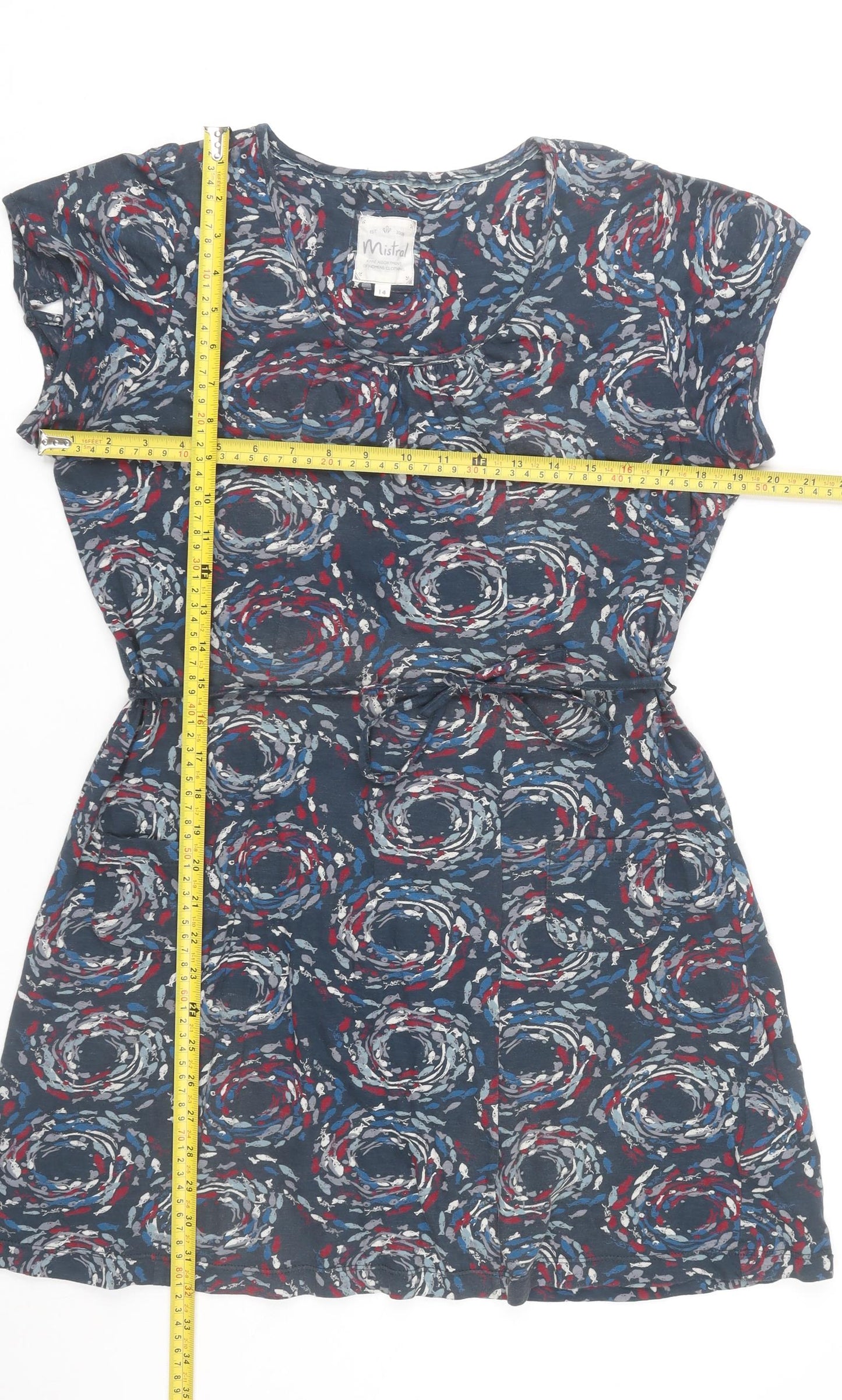 Mistral Women’s Blue Floral A-Line Knee Length Dress Size 14