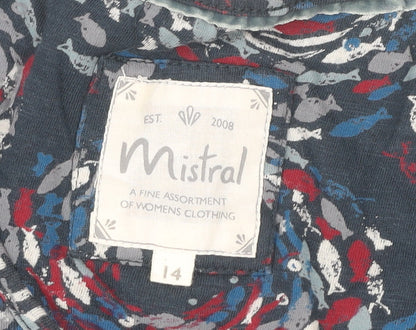 Mistral Women’s Blue Floral A-Line Knee Length Dress Size 14