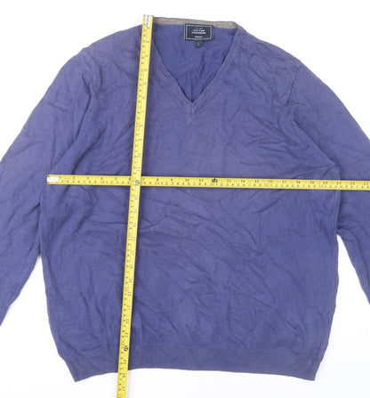 John Lewis Men’s Blue Cotton Cashmere V-Neck Jumper L