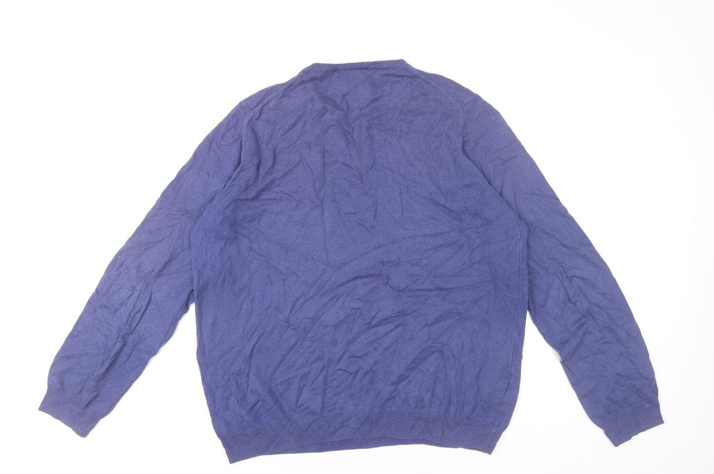 John Lewis Men’s Blue Cotton Cashmere V-Neck Jumper L