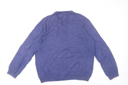 John Lewis Men’s Blue Cotton Cashmere V-Neck Jumper L