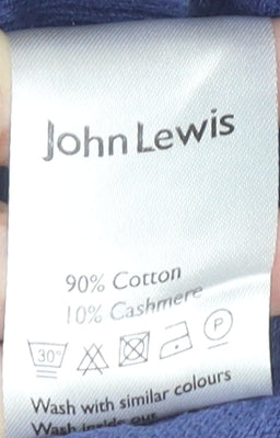 John Lewis Men’s Blue Cotton Cashmere V-Neck Jumper L