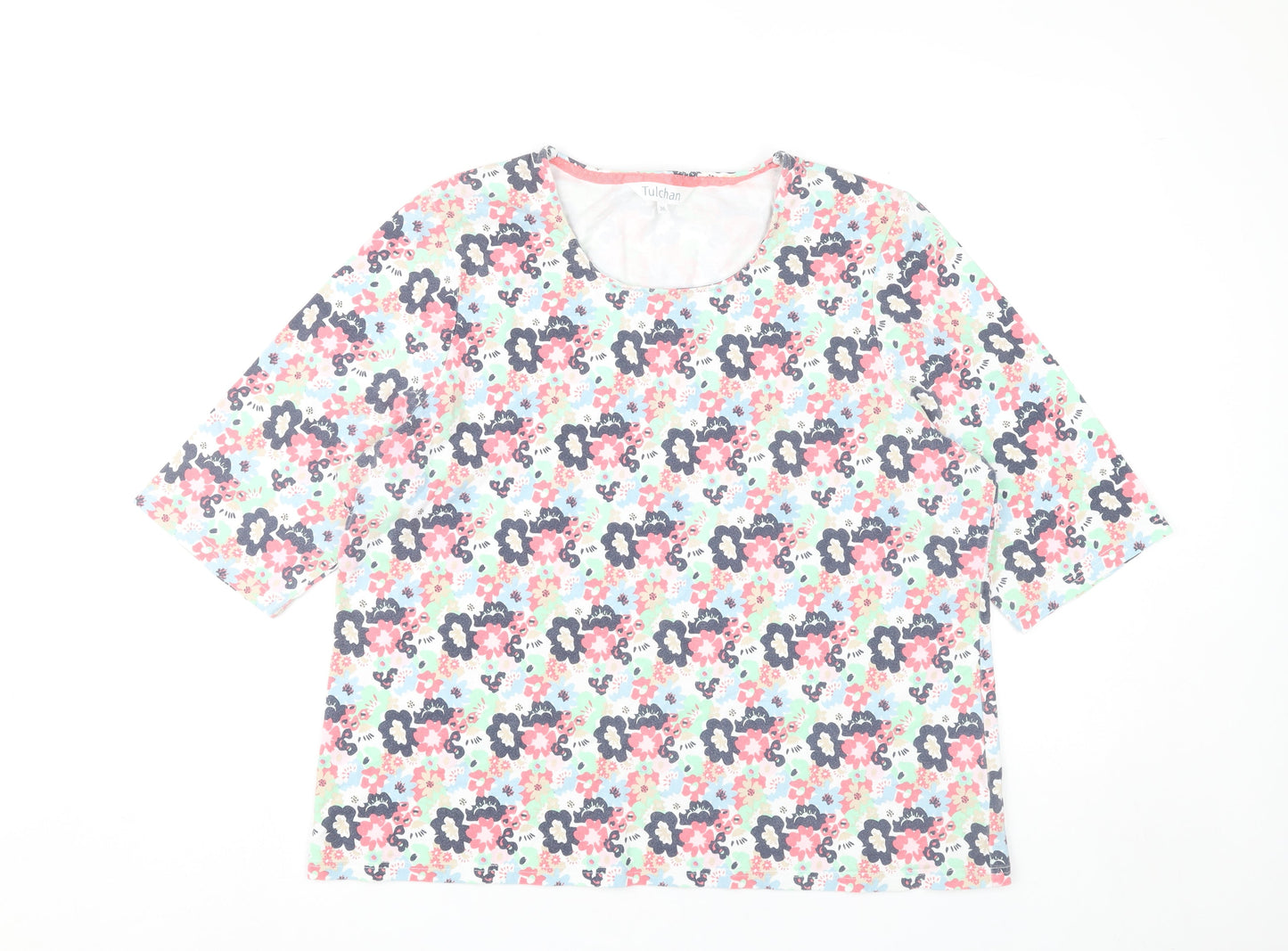 Womens UK Size 20 Tulchan Multicoloured Basic T-Shirt