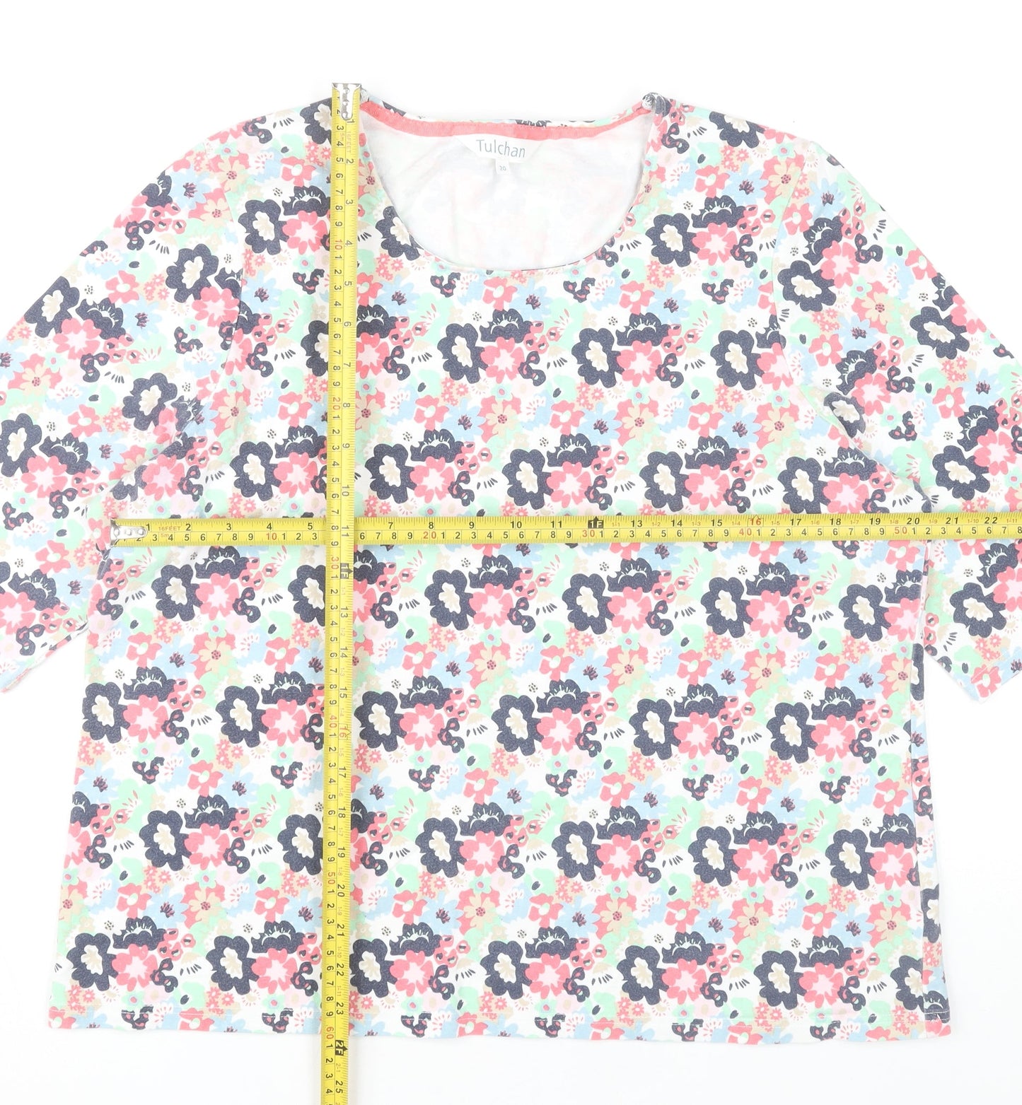 Womens UK Size 20 Tulchan Multicoloured Basic T-Shirt