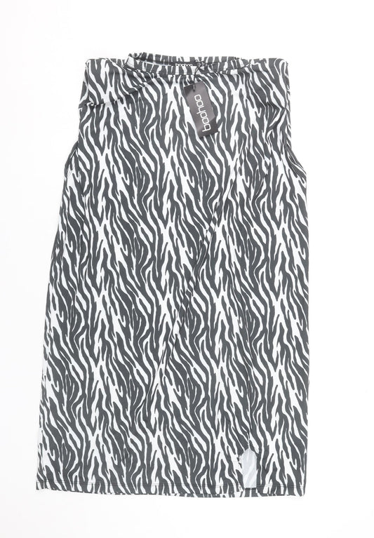 Boohoo Women’s Black Zebra Print Bodycon Mini Dress Size 8