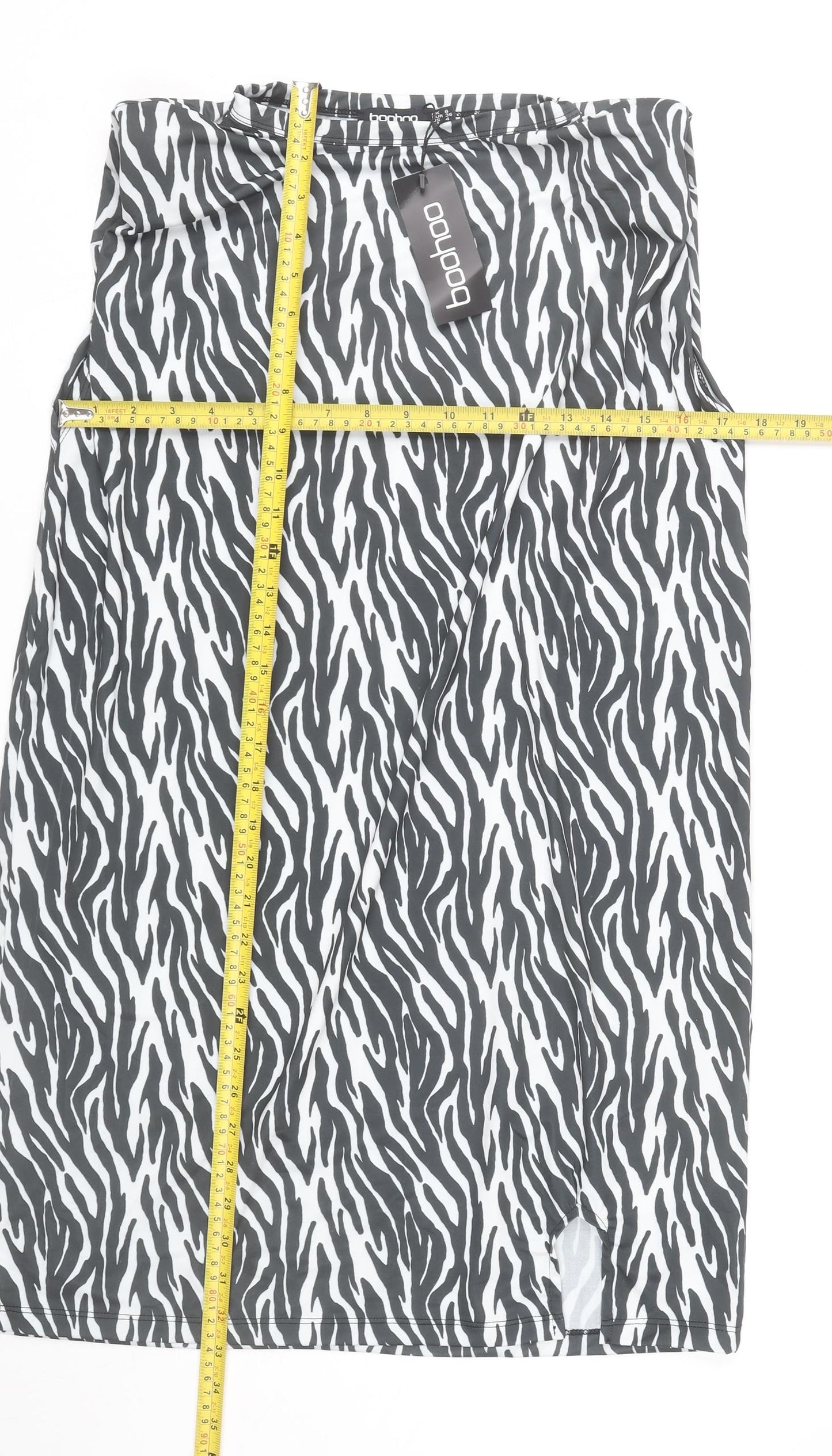 Boohoo Women’s Black Zebra Print Bodycon Mini Dress Size 8