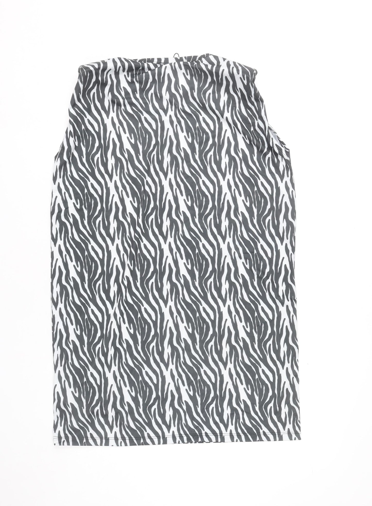 Boohoo Women’s Black Zebra Print Bodycon Mini Dress Size 8