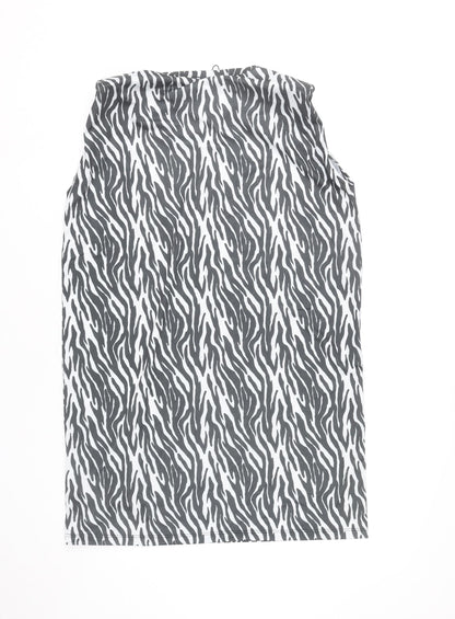 Boohoo Women’s Black Zebra Print Bodycon Mini Dress Size 8