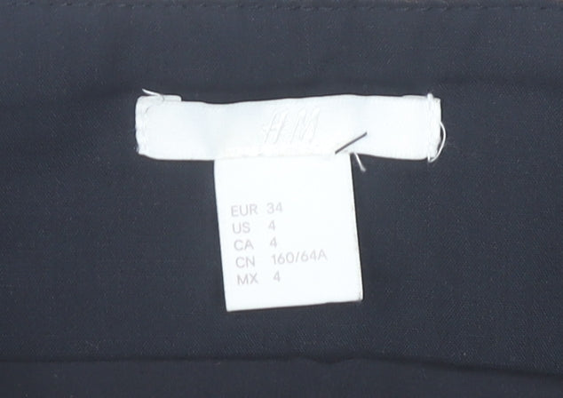 H&M Womens Beige Leopard Print Pencil Skirt Size 6 Cotton Zip Detail