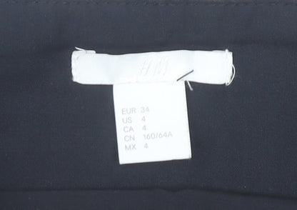 H&M Womens Beige Leopard Print Pencil Skirt Size 6 Cotton Zip Detail