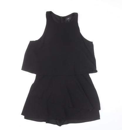 River Island Women’s Black Playsuit Size 10 Sleeveless Layered Partywear