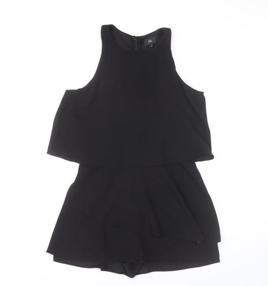 River Island Women’s Black Playsuit Size 10 Sleeveless Layered Partywear