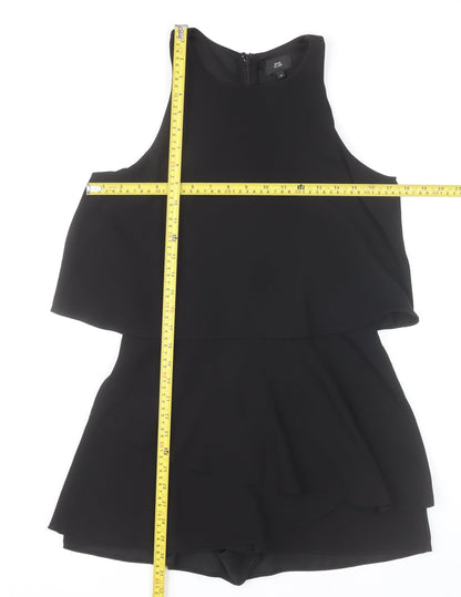 River Island Women’s Black Playsuit Size 10 Sleeveless Layered Partywear
