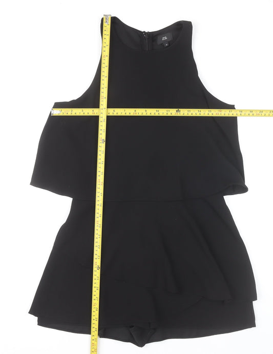 River Island Women’s Black Playsuit Size 10 Sleeveless Layered Partywear