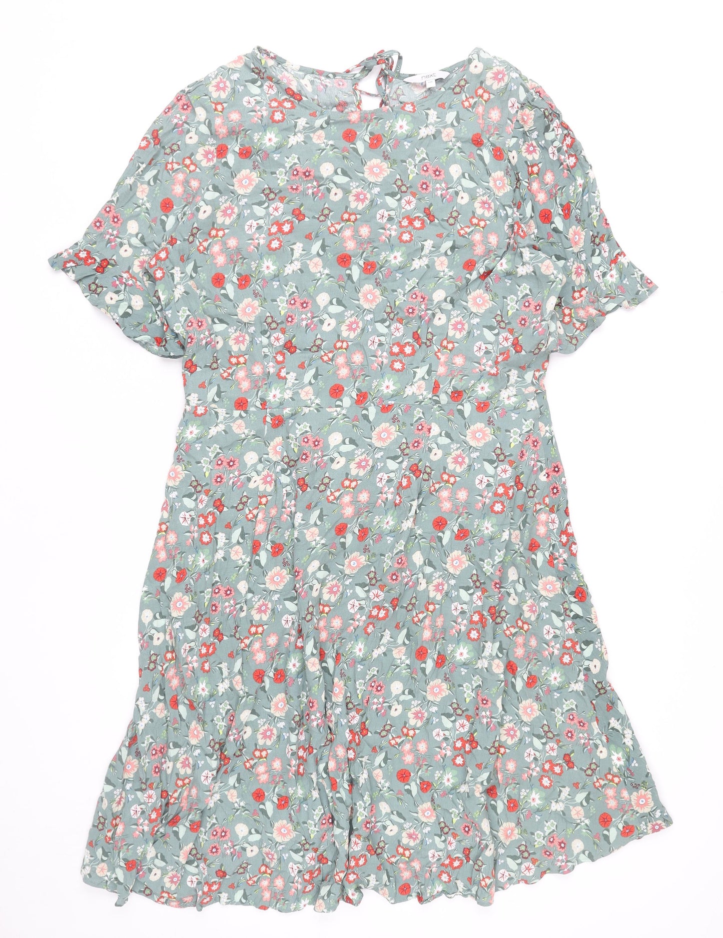 Next Women’s Green Floral A-Line Knee Length Dress Size 12 Tall