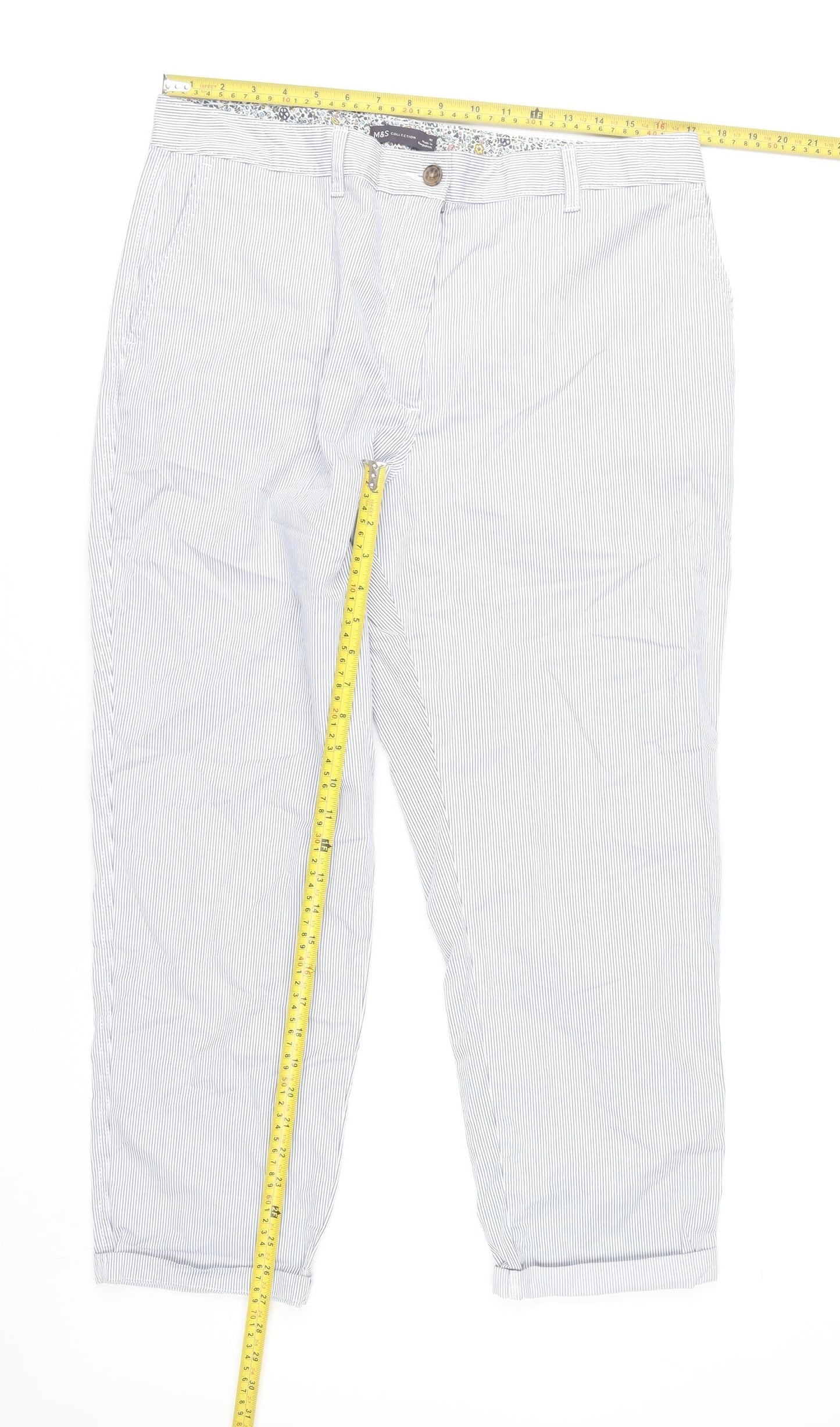 Womens UK Size 16 Marks and Spencer Regular Fit Chino White Trousers