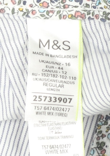 Womens UK Size 16 Marks and Spencer Regular Fit Chino White Trousers