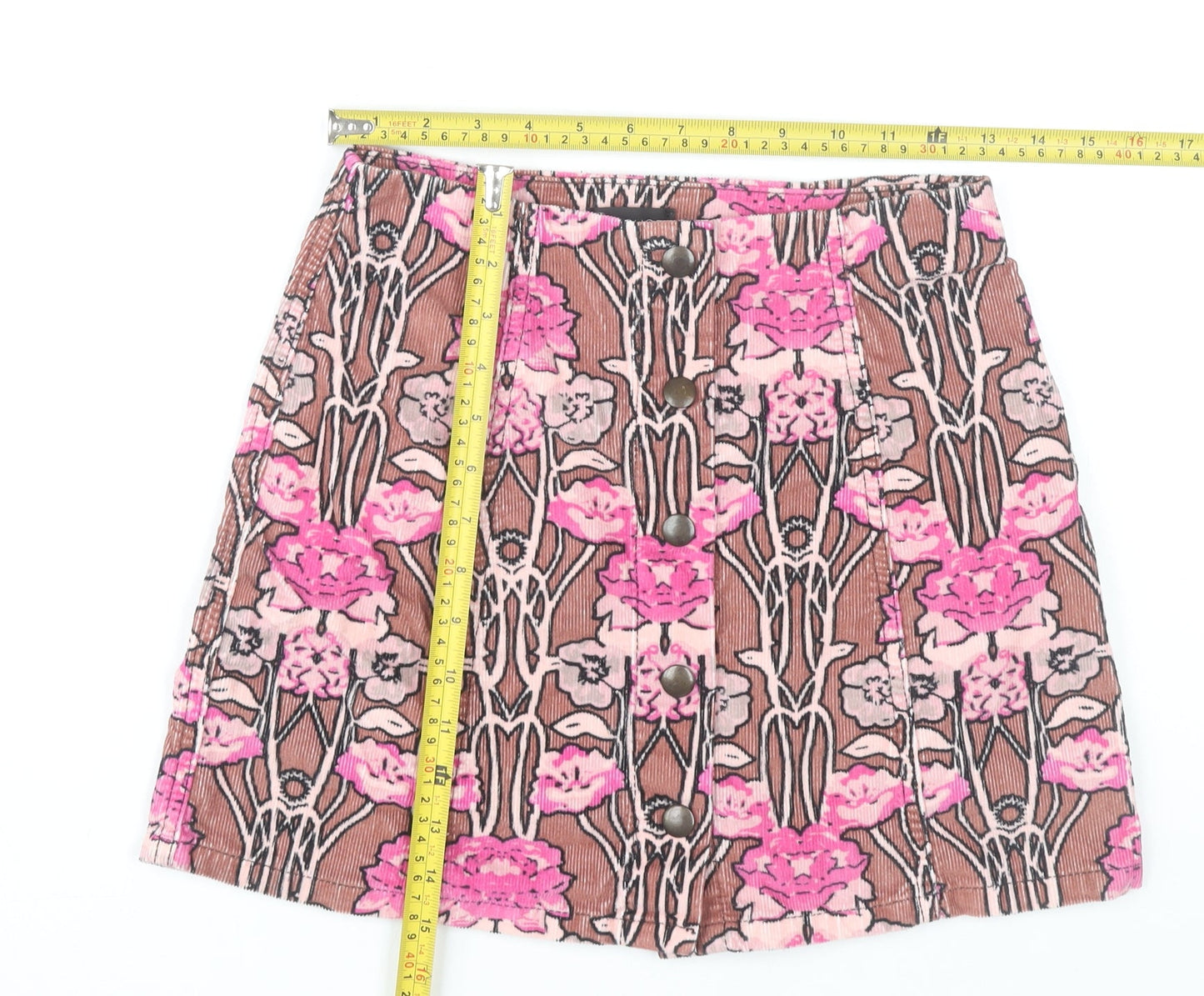 Womens UK Size 8 Topshop A-Line Corduroy Skirt