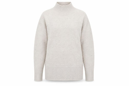 FatFace Women’s Beige Mock Neck Wool Blend Jumper Size 6