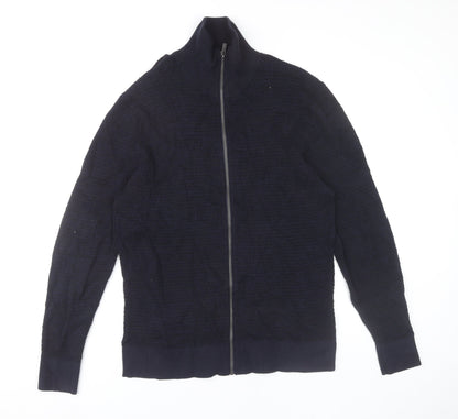 George Men’s Navy Full Zip Cotton Knit Jumper Size L