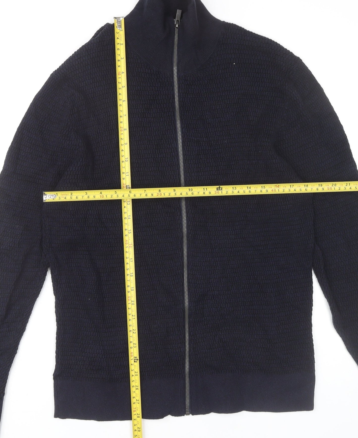 George Men’s Navy Full Zip Cotton Knit Jumper Size L