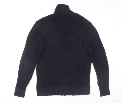 George Men’s Navy Full Zip Cotton Knit Jumper Size L
