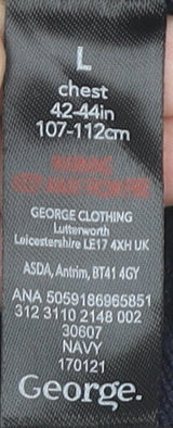 George Men’s Navy Full Zip Cotton Knit Jumper Size L