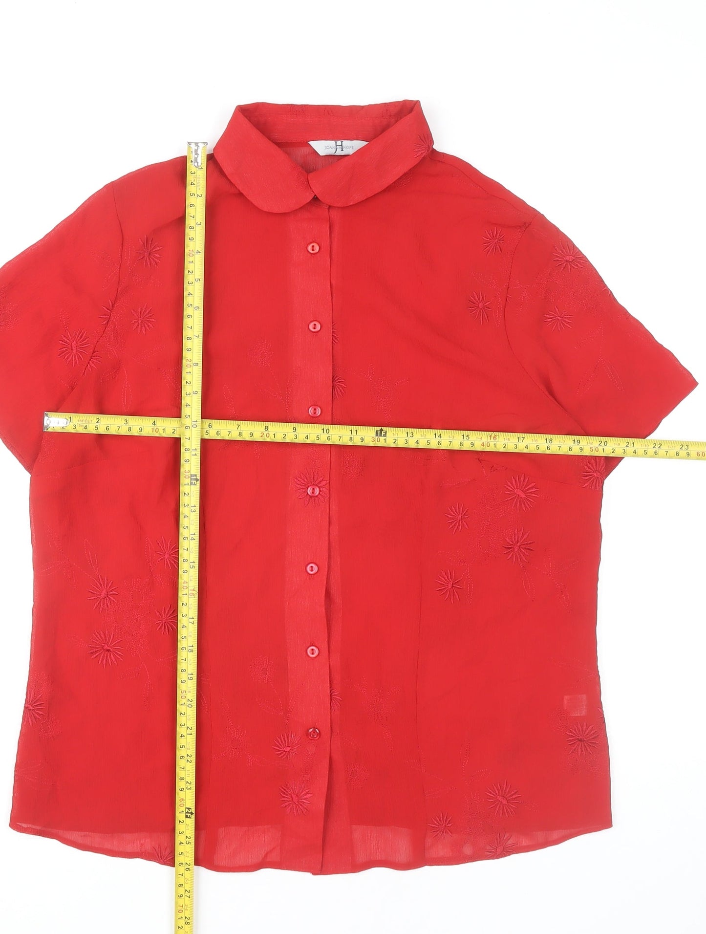 Womens UK Size 18 Joanna Hope Red Blouse Button-Up