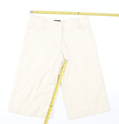 River Island Women’s Beige Wool Blend Cropped Wide-Leg Trousers Size 8